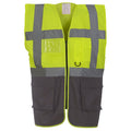 Hi Vis Yellow-Grey - Back - Yoko Hi-Vis Premium Executive-Manager Waistcoat - Jacket (Pack of 2)