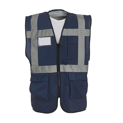 Navy Blue - Back - Yoko Hi-Vis Premium Executive-Manager Waistcoat - Jacket (Pack of 2)
