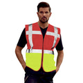 Red-Hi Vis Yellow - Back - Yoko Hi-Vis Premium Executive-Manager Waistcoat - Jacket (Pack of 2)