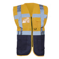 Orange-Navy - Front - Yoko Hi-Vis Premium Executive-Manager Waistcoat - Jacket (Pack of 2)