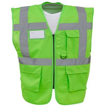 Lime - Front - Yoko Hi-Vis Premium Executive-Manager Waistcoat - Jacket (Pack of 2)