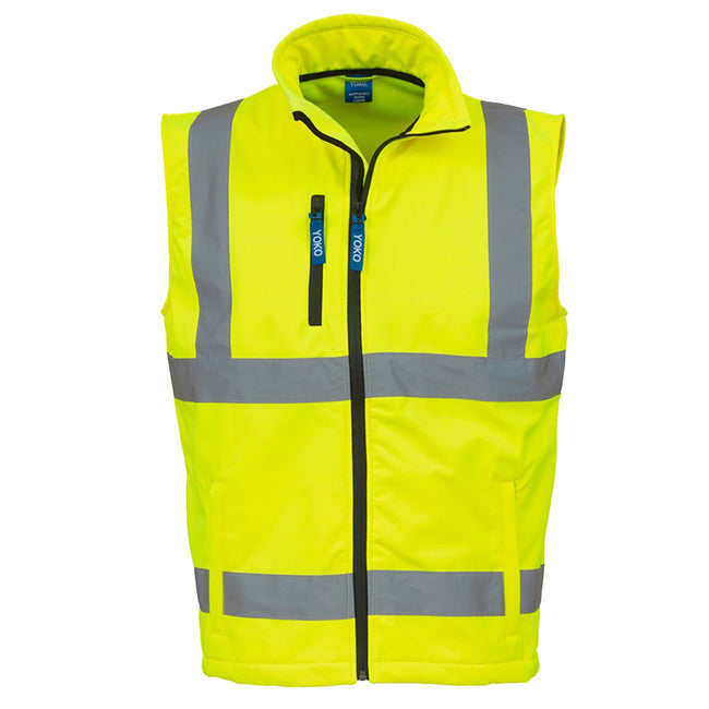 Hi-Vis Yellow - Front - Yoko Mens Hi Vis Softshell Bodywarmer - Workwear (Pack of 2)