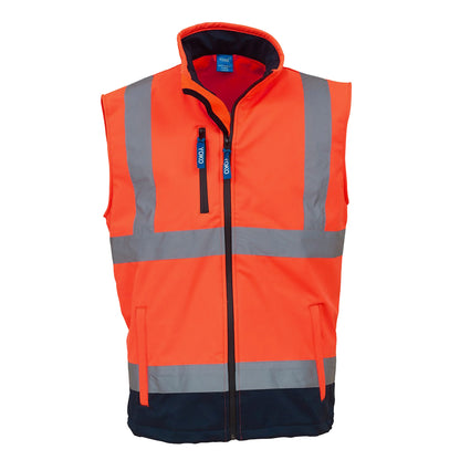 Hi Vis Orange-Navy - Front - Yoko Mens Hi Vis Softshell Bodywarmer - Workwear (Pack of 2)