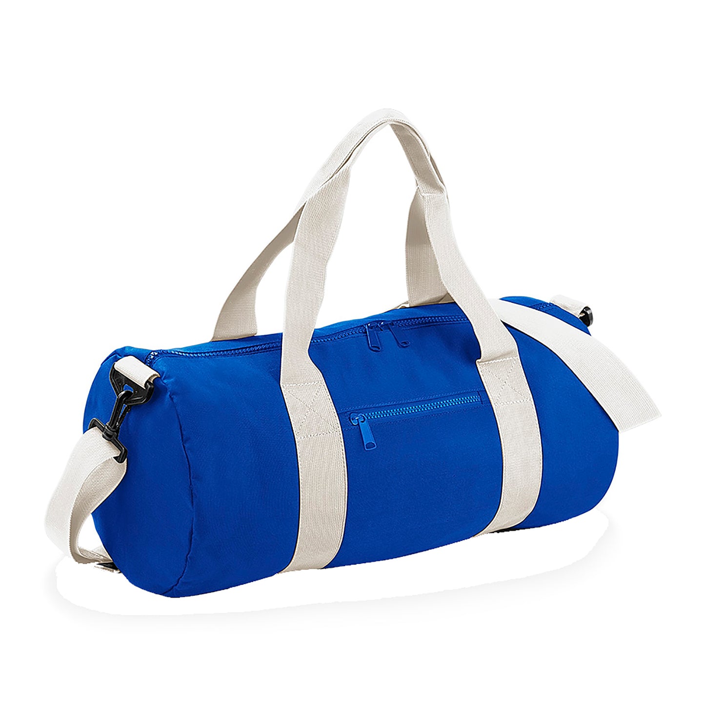 Bright Royal-off White - Front - Bagbase Plain Varsity Barrel - Duffle Bag (20 Litres) (Pack of 2)