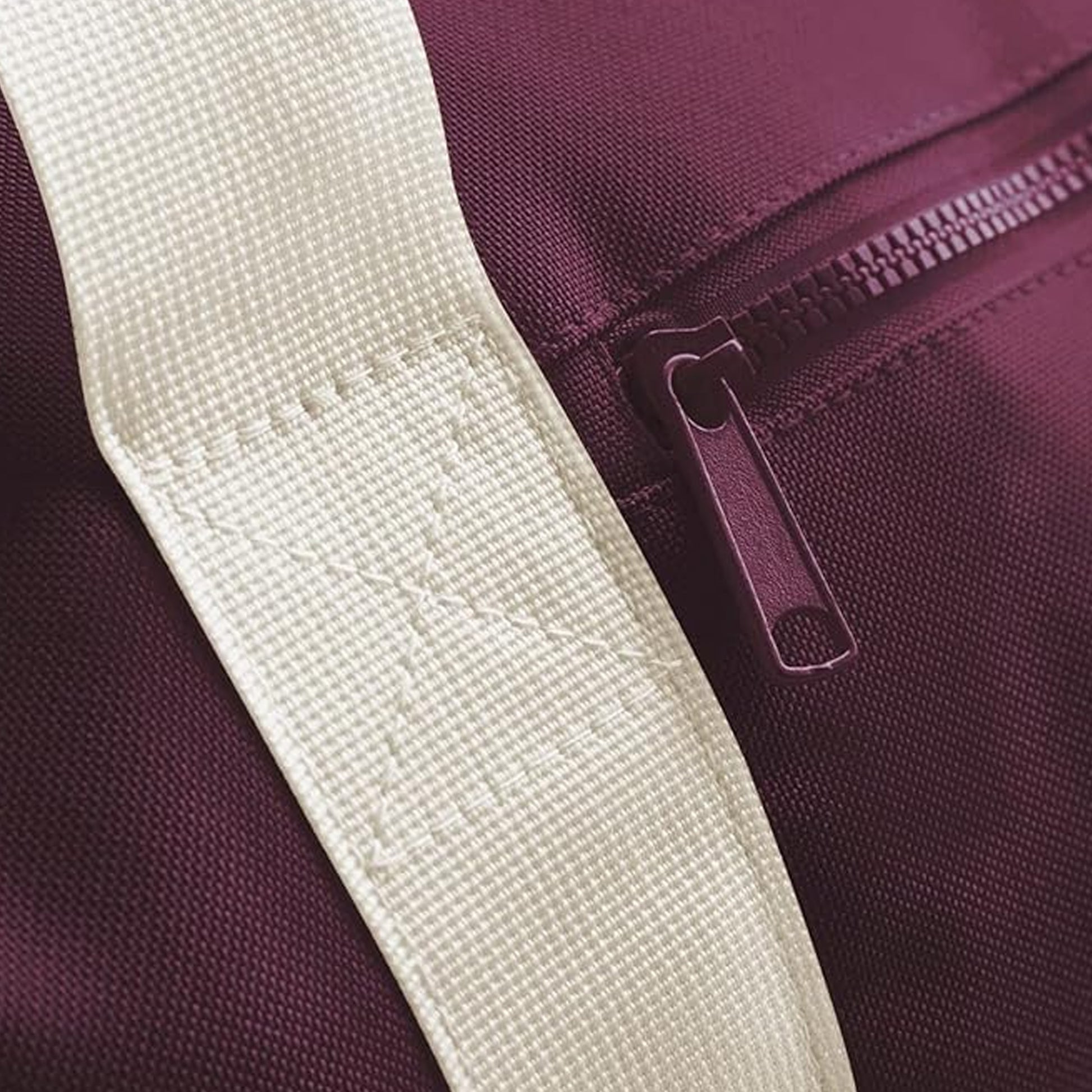 Burgundy-Off White - Side - Bagbase Plain Varsity Barrel - Duffle Bag (20 Litres) (Pack of 2)