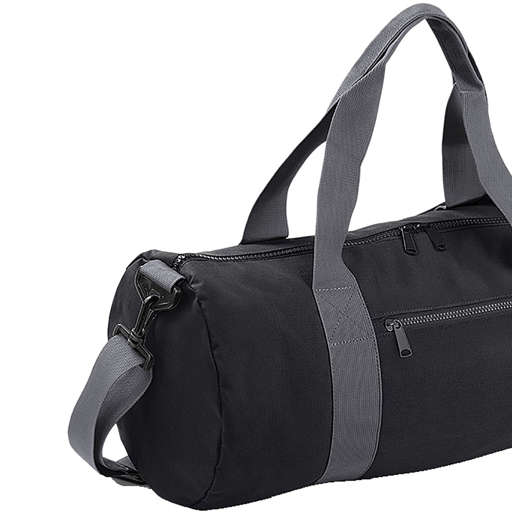 Black-Grey - Back - Bagbase Plain Varsity Barrel - Duffle Bag (20 Litres) (Pack of 2)