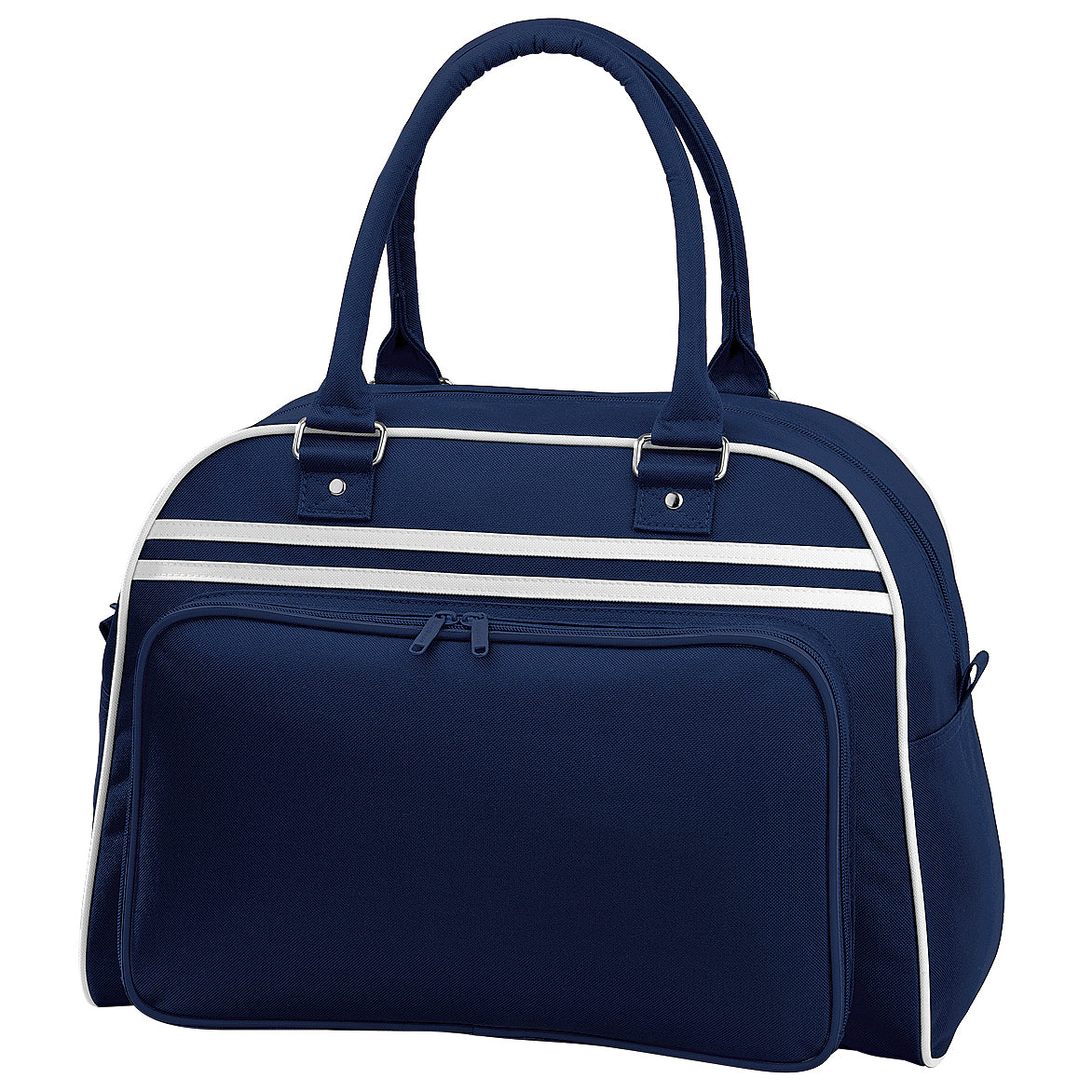 French Navy-White - Front - Bagbase Retro Bowling Bag (23 Litres) (Pack of 2)
