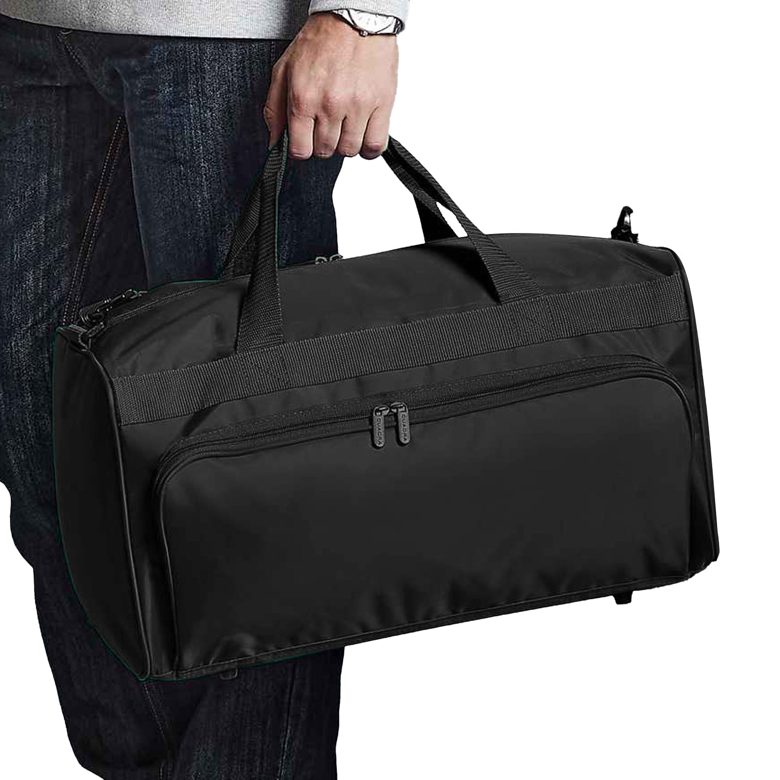 Black - Back - Quadra Duffle Holdall Travel Bag (34 Litres) (Pack of 2)