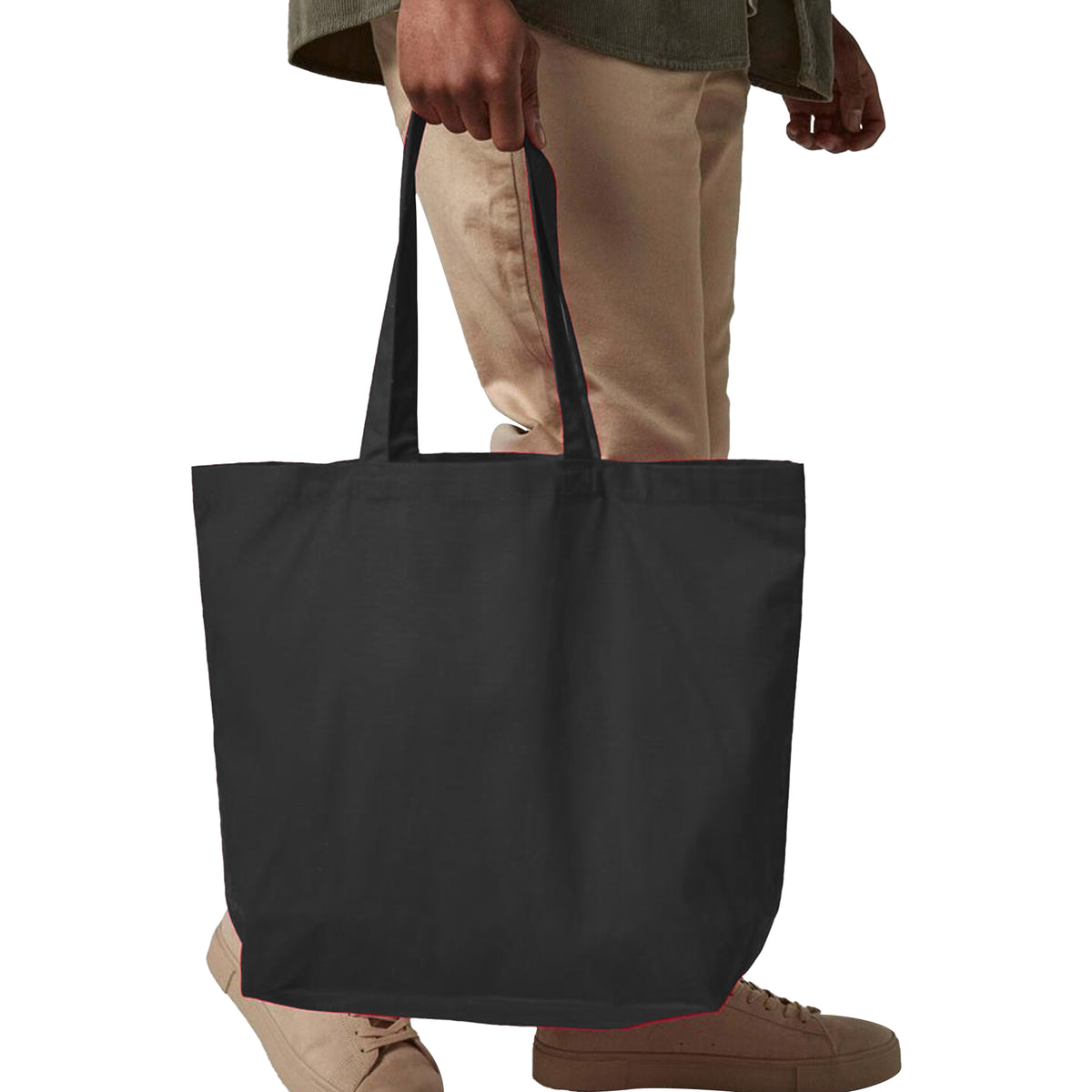 Black - Back - Westford Mill Premium Cotton Maxi Tote Bag (Pack of 2)