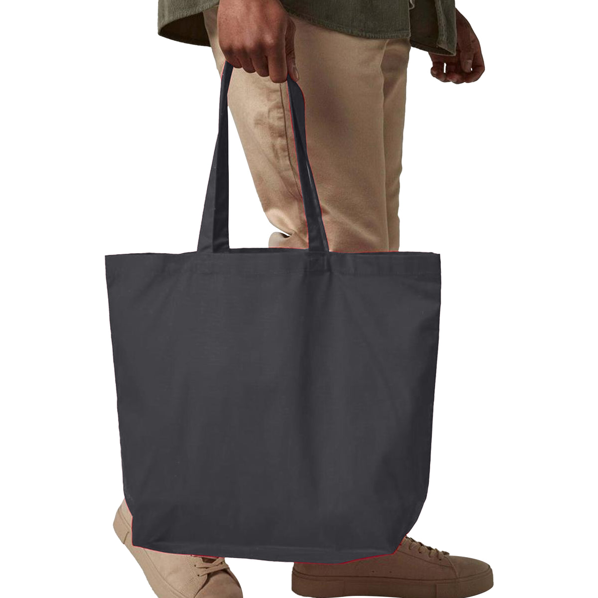 Graphite Grey - Back - Westford Mill Premium Cotton Maxi Tote Bag (Pack of 2)