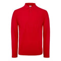 Crimson - Front - B&C ID.001 Mens Long Sleeve Polo (Pack Of 2)