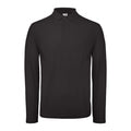 Jet Black - Front - B&C ID.001 Mens Long Sleeve Polo (Pack Of 2)
