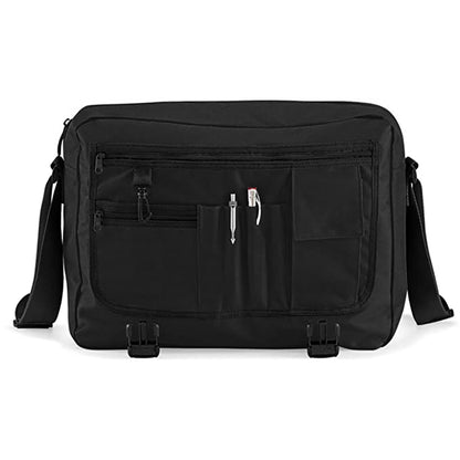 Black - Back - Bagbase Adjustable Messenger Bag (11 Litres) (Pack Of 2)