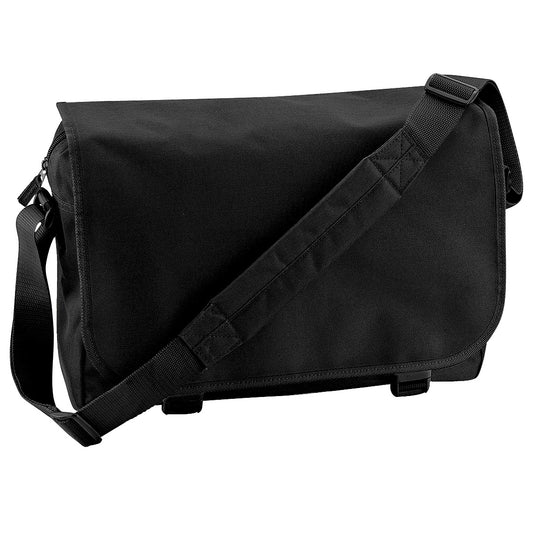 Black - Front - Bagbase Adjustable Messenger Bag (11 Litres) (Pack Of 2)