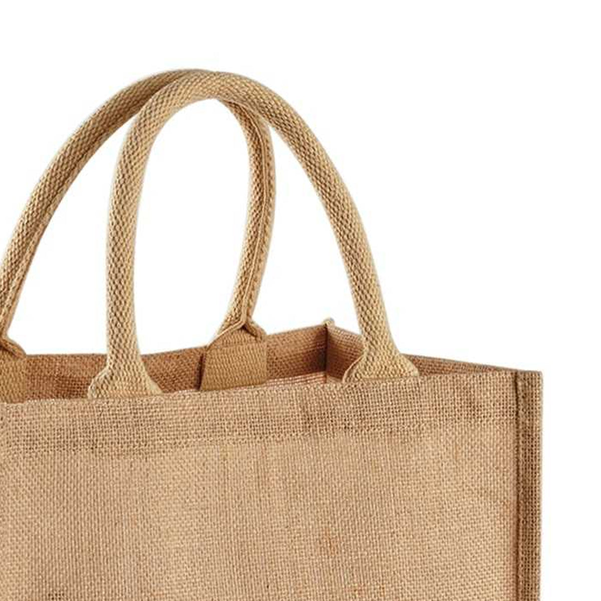 Natural - Back - Westford Mill Jute Mini Tote Shopping Bag (14 Litres) (Pack of 2)