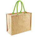 Natural-Lime - Front - Westford Mill Classic Jute Shopper Bag (21 Litres) (Pack of 2)