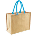 Natural-Surf Blue - Front - Westford Mill Classic Jute Shopper Bag (21 Litres) (Pack of 2)