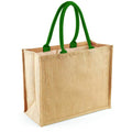 Natural-Forest Green - Back - Westford Mill Classic Jute Shopper Bag (21 Litres) (Pack of 2)