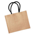 Natural-Black - Front - Westford Mill Classic Jute Shopper Bag (21 Litres) (Pack of 2)