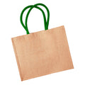Natural-Forest Green - Front - Westford Mill Classic Jute Shopper Bag (21 Litres) (Pack of 2)