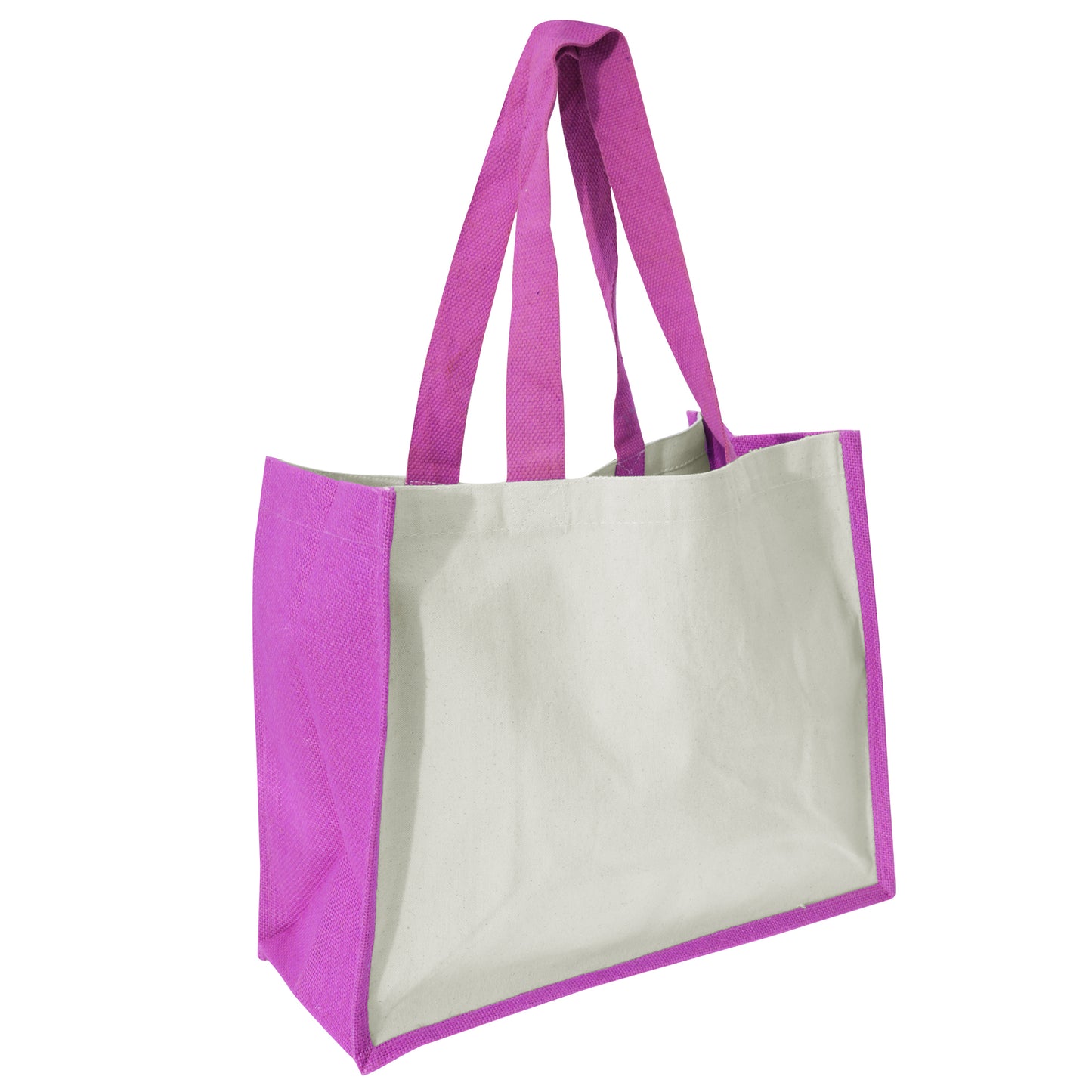 Fuchsia - Back - Westford Mill Printers Jute Cot Shopper Bag (21 Litres) (Pack of 2)
