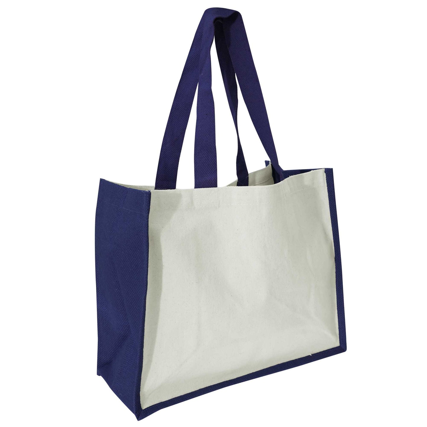 Navy Blue - Back - Westford Mill Printers Jute Cot Shopper Bag (21 Litres) (Pack of 2)