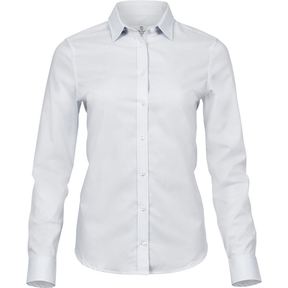 White - Front - Tee Jays Womens-Ladies Luxury Stretch Shirt