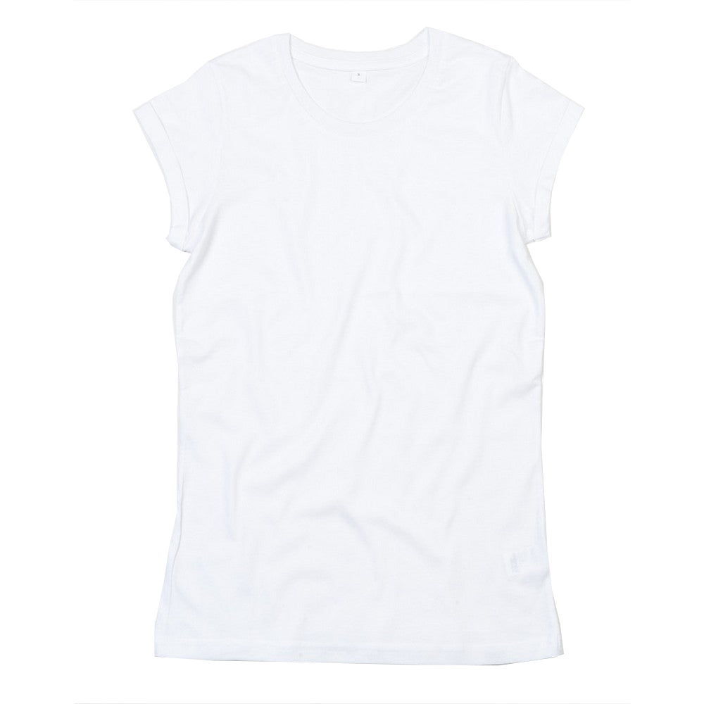 White - Front - Mantis Womens-Ladies Roll Sleeve Tee