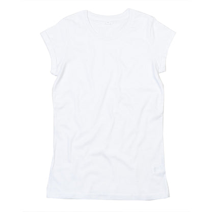 White - Front - Mantis Womens-Ladies Roll Sleeve Tee