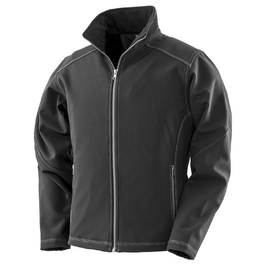 Black - Front - Result Womens-Ladies Work-Guard Softshell Jacket