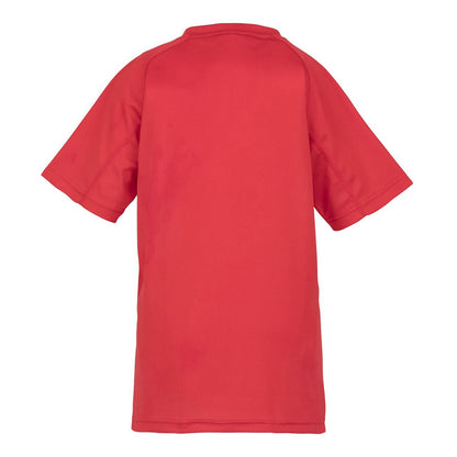 Red - Back - Spiro Impact Childrens-Kids Junior Performance Aircool T-Shirt
