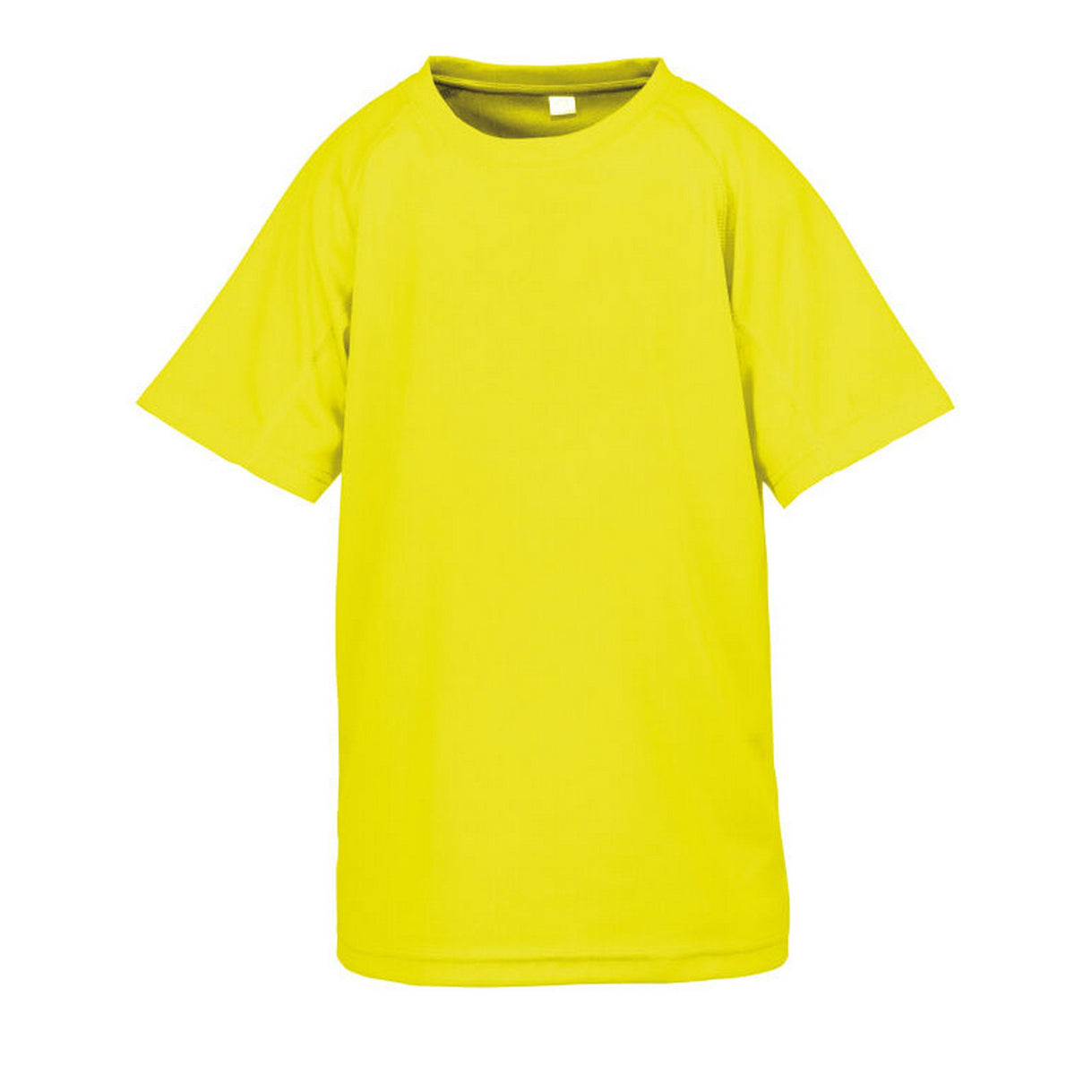 Fluorescent Yellow - Front - Spiro Impact Childrens-Kids Junior Performance Aircool T-Shirt