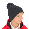 Grey - Back - Result Womens-Ladies Winter Essentials Pom Pom Beanie