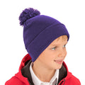 Purple - Back - Result Womens-Ladies Winter Essentials Pom Pom Beanie