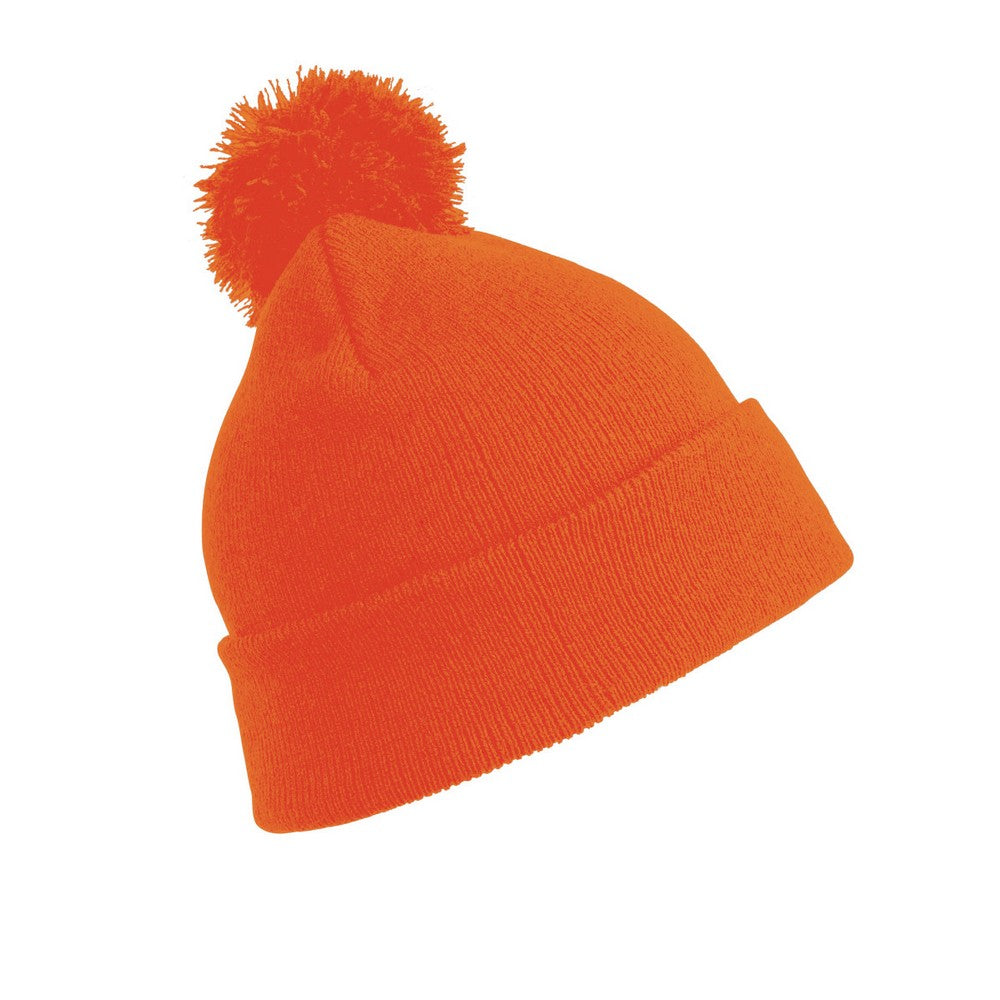 Fluoresent Orange - Front - Result Womens-Ladies Winter Essentials Pom Pom Beanie