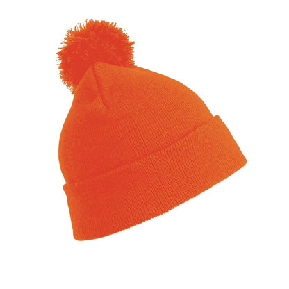 Fluoresent Orange - Front - Result Womens-Ladies Winter Essentials Pom Pom Beanie
