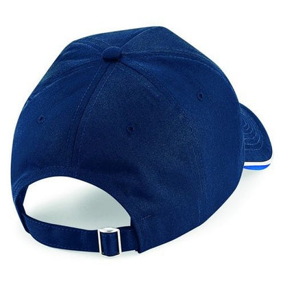 French Navy-Bright Royal-White - Back - Beechfield Adults Unisex Authentic 5 Panel Piped Peak Cap