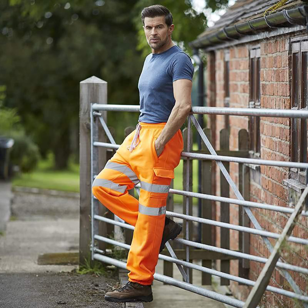 Hi Vis Orange - Back - Yoko Adults Unisex Hi Vis Jogging Pants