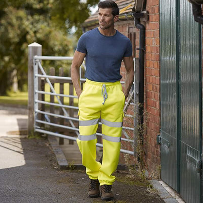 Hi-Vis Yellow - Back - Yoko Adults Unisex Hi Vis Jogging Pants