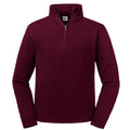 Burgundy - Front - Russell Mens Authentic Quarter Zip Sweatshirt