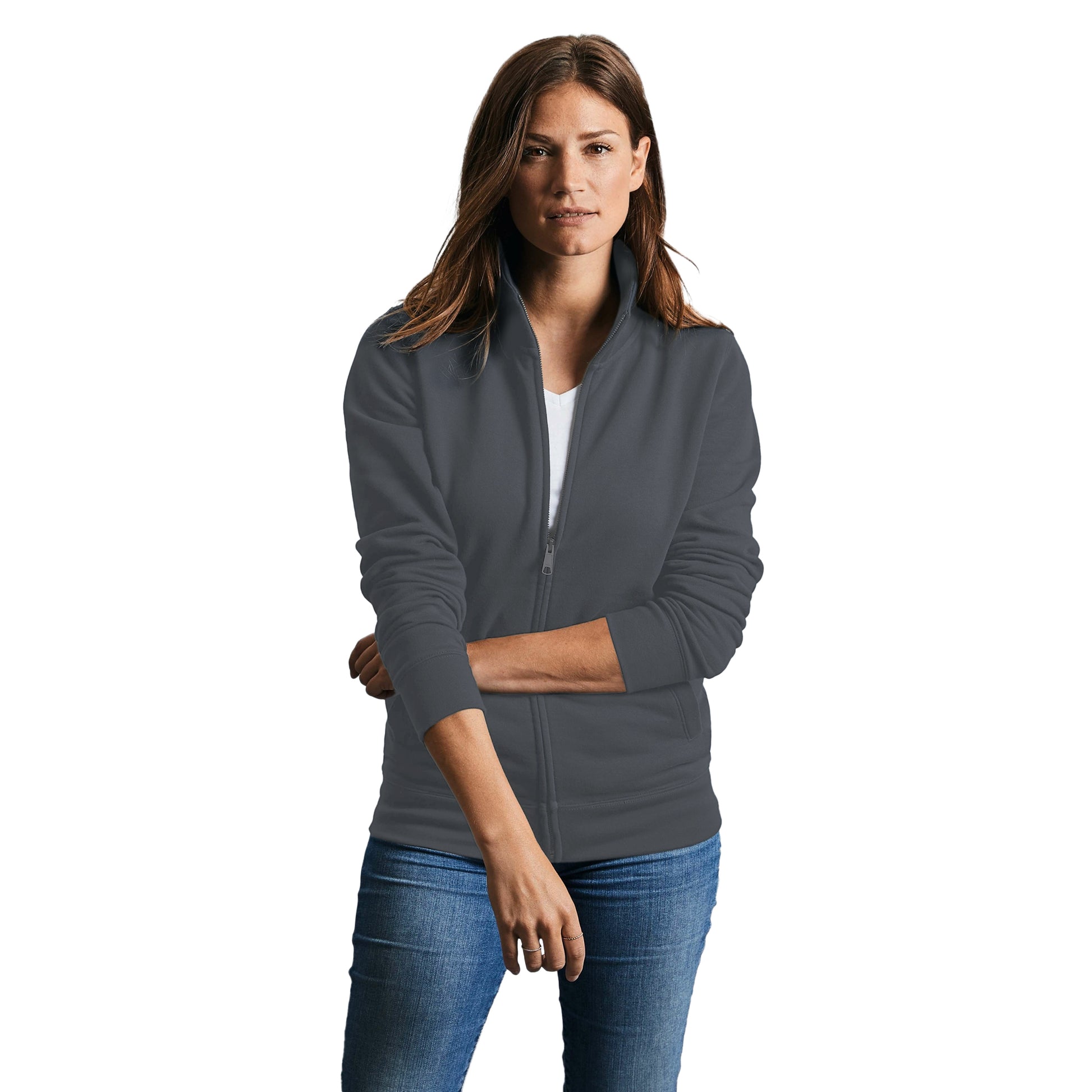 Convoy Grey - Back - Russell Womens-Ladies Authentic Sweat Jacket