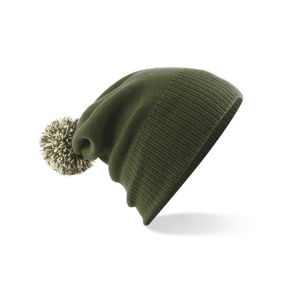 Olive Green-Oatmeal - Lifestyle - Beechfield Adults Unisex Snowstar Beanie