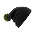 Black-Lime Green - Side - Beechfield Adults Unisex Snowstar Beanie