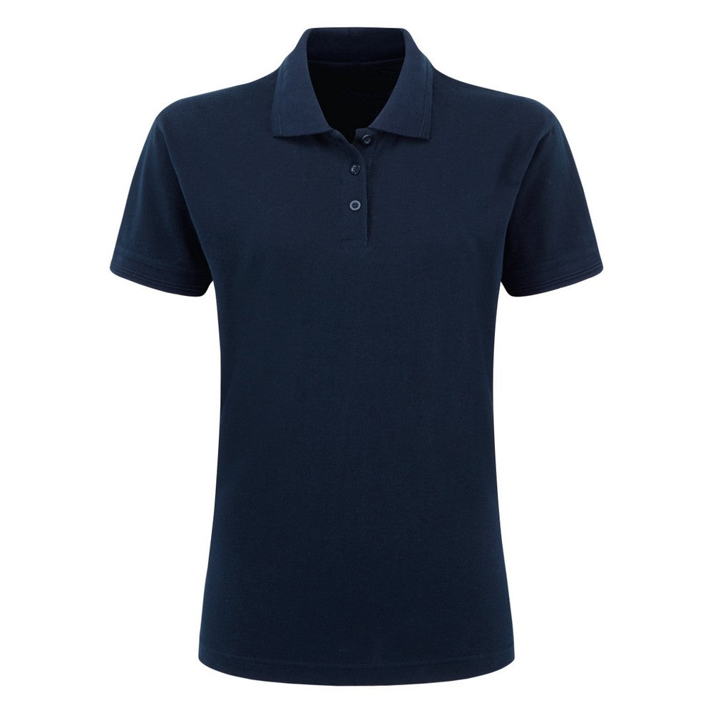 Navy Blue - Front - Ultimate Womens-Ladies Pique Polo