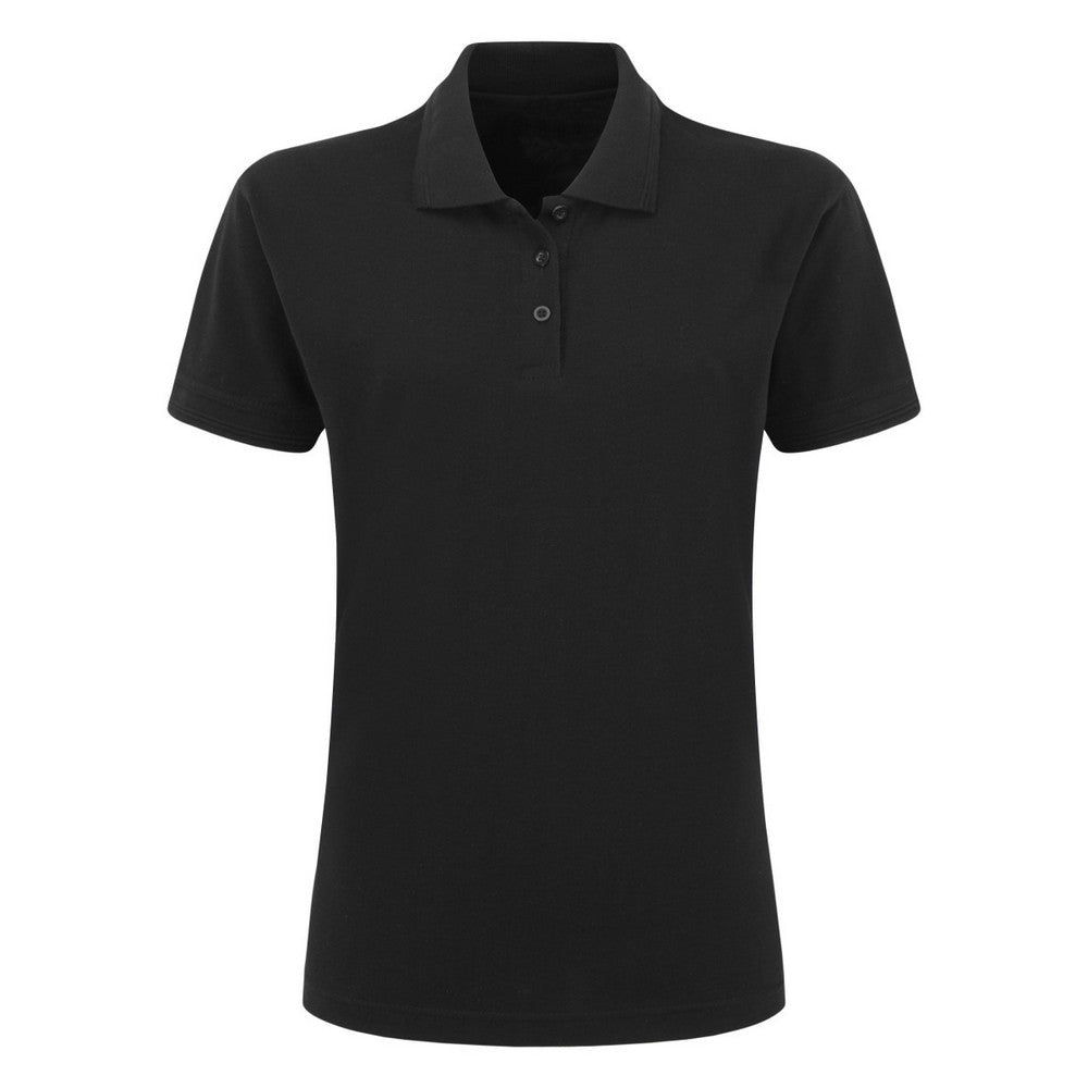 Black - Front - Ultimate Womens-Ladies Pique Polo