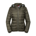 Dark Olive - Front - Russell Womens-Ladies Ladies Hooded Nano Jacket