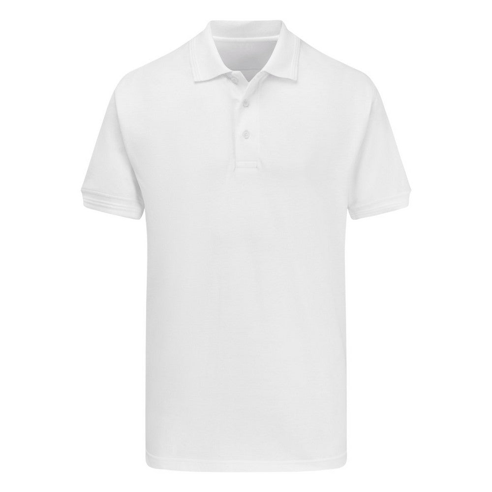 White - Front - Ultimate Adults Unisex 50-50 Pique Polo
