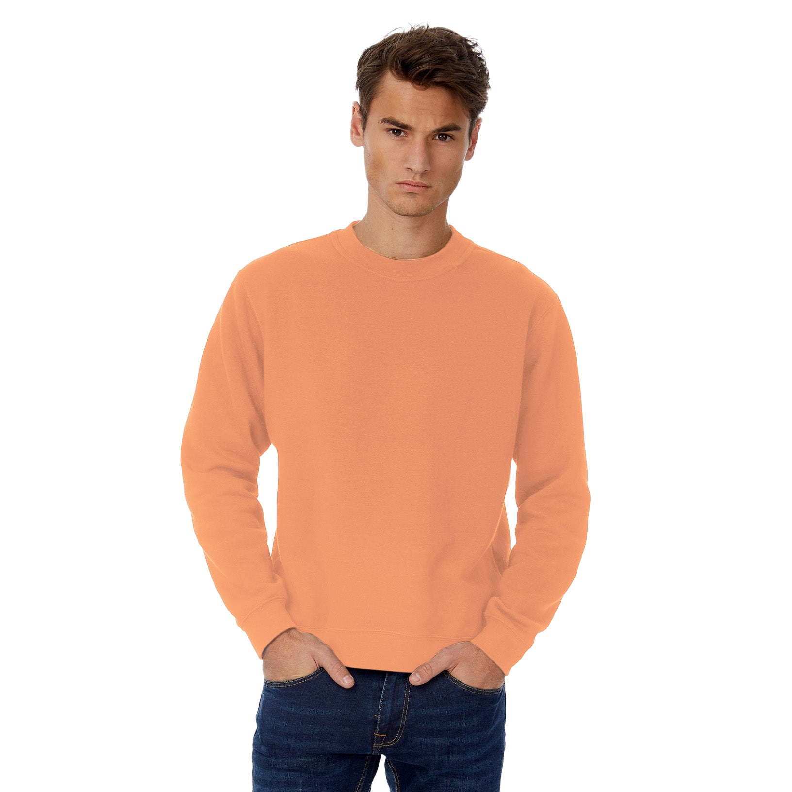 Melon Orange - Back - B&C Mens Set-in Sweatshirt