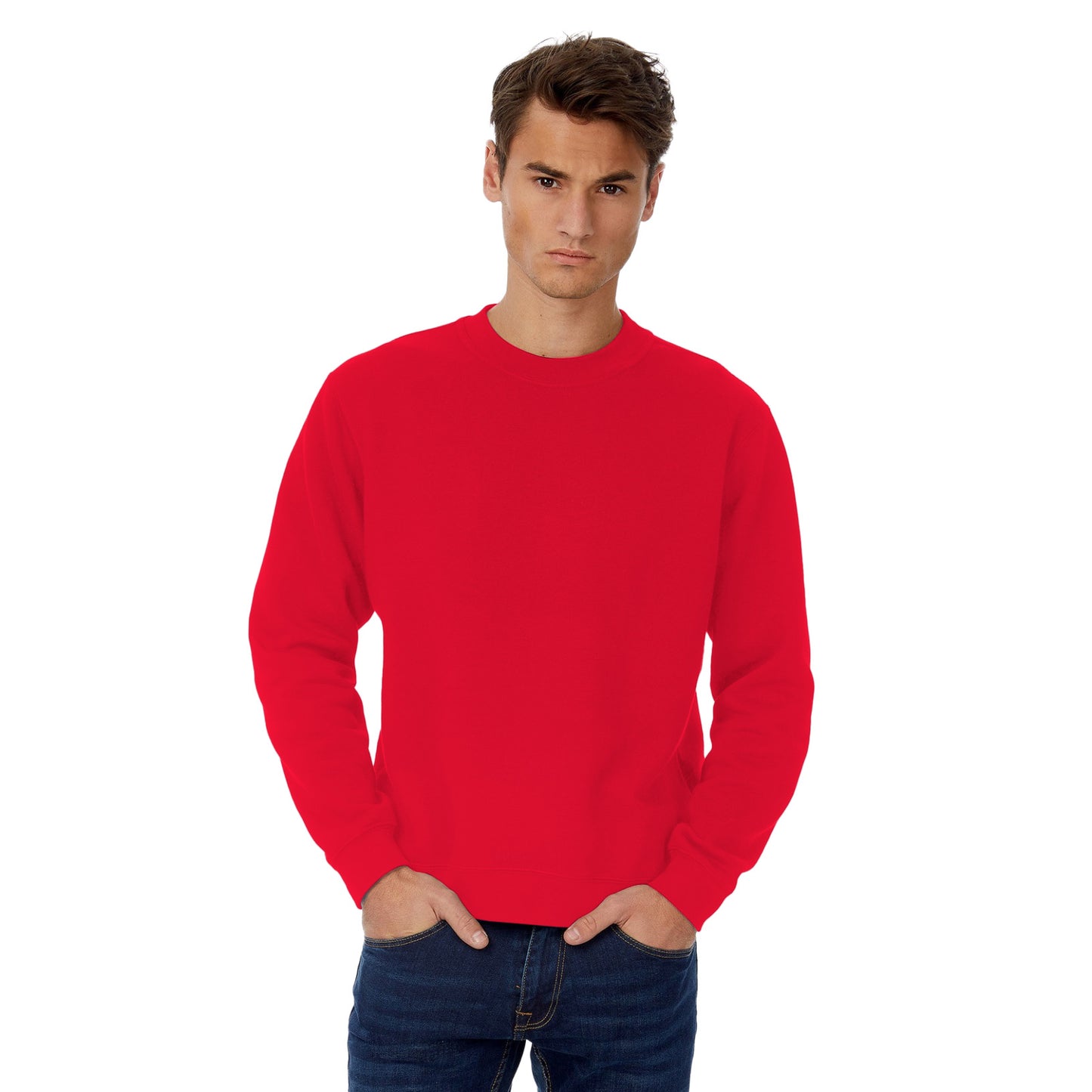 Red - Back - B&C Mens Set-in Sweatshirt