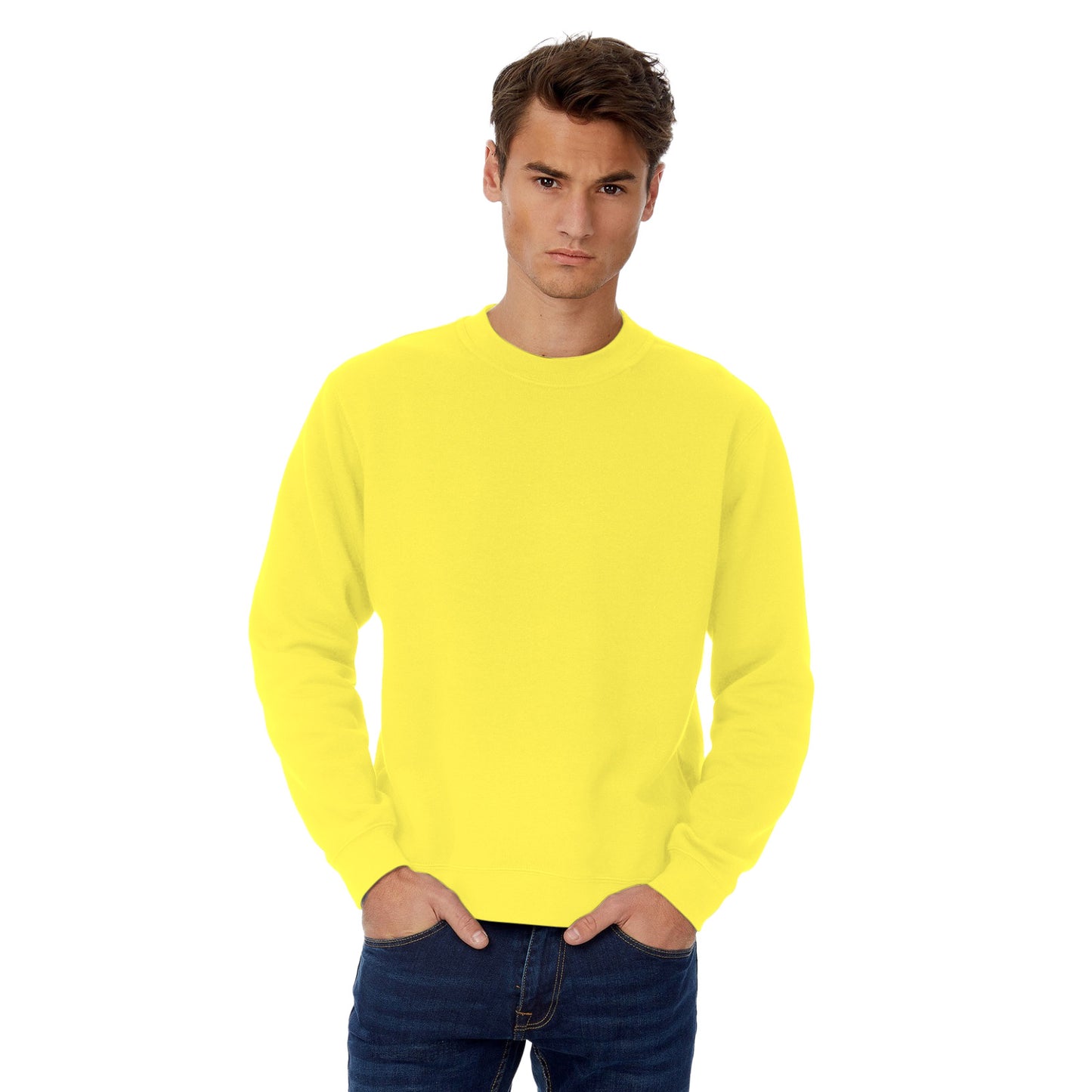 Solar Yellow - Back - B&C Mens Set-in Sweatshirt